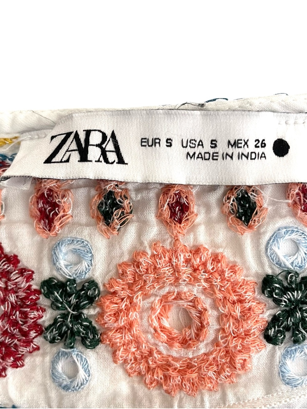 Zara Boho Embroidered White Top Small - Picture 8 of 15
